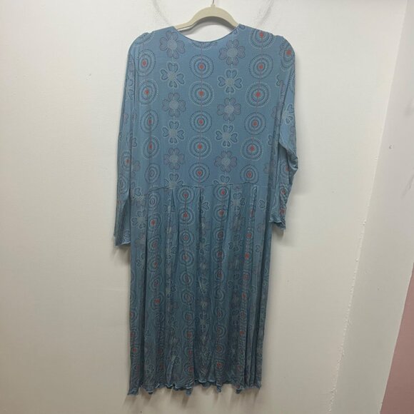Gudrun Sjoden Blue red Floral Patterned Long Dress XL - Picture 6 of 9